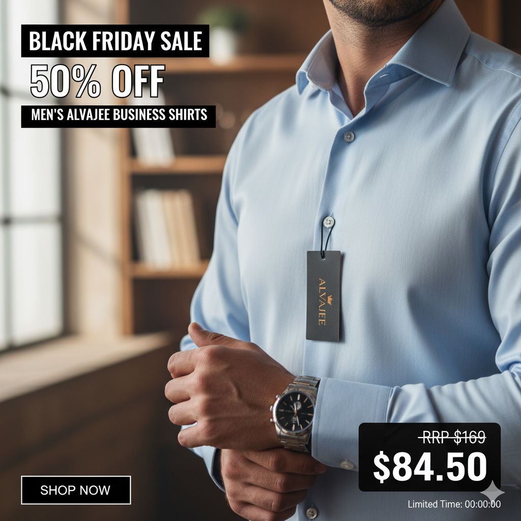 Alvajee Men’s Business Shirts- Black Friday 50% Off - The Shop At Crown Perth