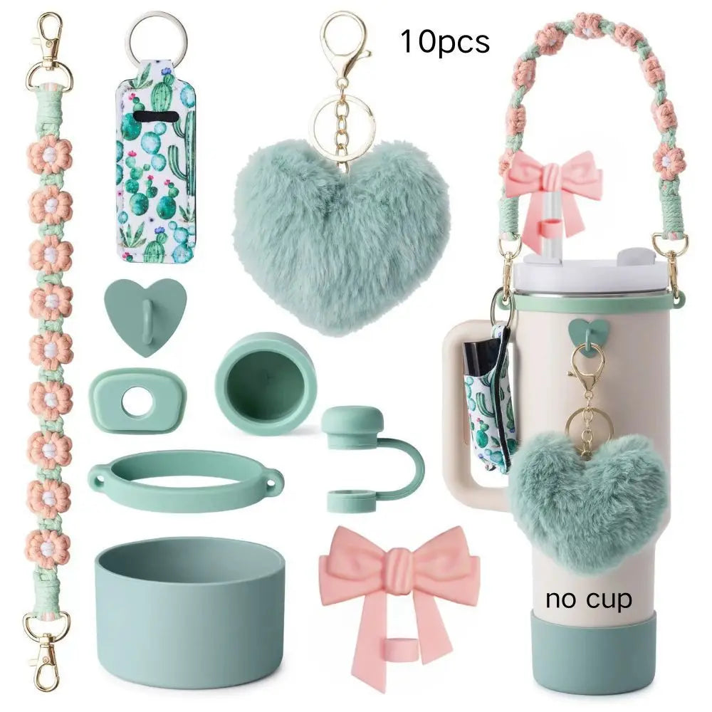 cross-border stanley accessories christmas stanley icecup diy bow decorated cup cover lipstick cover fuzzy ball - The Shop At Crown Perth