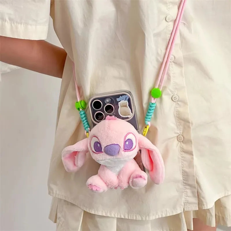 Plush Mobile Phone Bracket Kawaii Stitch Retractable Bracket Back Clip Slung Chain Lanyard Convenient Anti-fall Universal - The Shop At Crown Perth