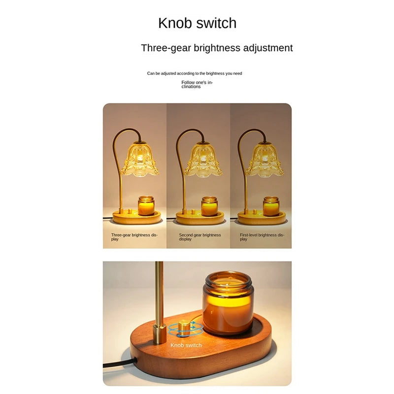 A27R-Electric Candle Warmer Lamp Flower Candle Warmer Lamp Button Switch With Adjustable 3 Gear Aromatherapy Table Lamp - The Shop At Crown Perth