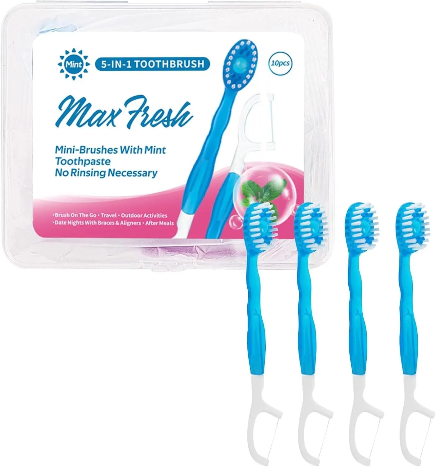 10PCS Mini 5 in 1 Toothbrush & Floss Travel Toothbrushes with Toothpaste Set with Floss+Pick Multifunctional Floss - The Shop At Crown Perth