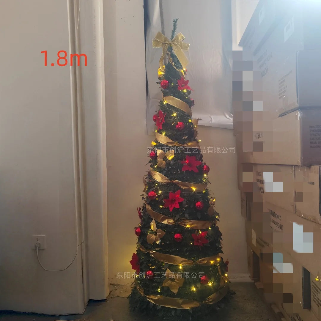 Foldable Pre-Decorated Christmas Tree Pop-Up Festive Decoration Home Decor Portable Christmas Tree 120/150/180/210cm - The Shop At Crown Perth