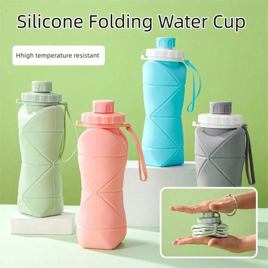 1Pc 600mlLarge Collapsible Silicone Cup-Portable Travel Water Bottle for Outdoor, Food-Grade with Fresh Colors, Foldable Design - The Shop At Crown Perth