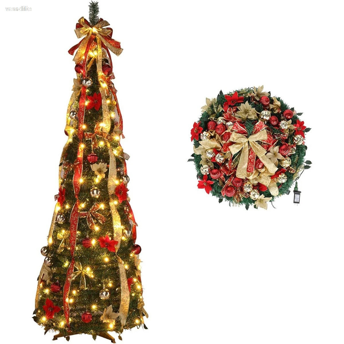 Retractable Christmas Tree 4ft-6ft Folding Christmas Tree plus Light Spiral Tree Christmas Decorative Tree - The Shop At Crown Perth