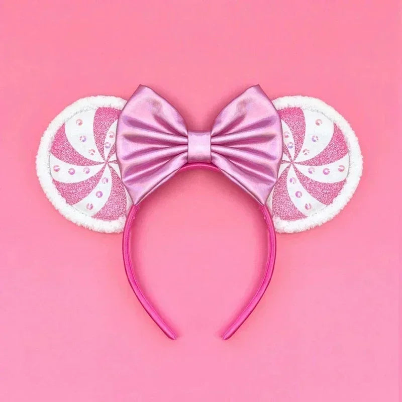 Disney Mickey Mouse Ear Hairbands Lollipop Candy Cane Bows Christmas Headband for Adults Party Kids Women Plush Hair Accessories - The Shop At Crown Perth