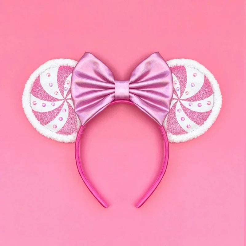 Disney Mickey Mouse Ear Hairbands Lollipop Candy Cane Bows Christmas Headband for Adults Party Kids Women Plush Hair Accessories - The Shop At Crown Perth