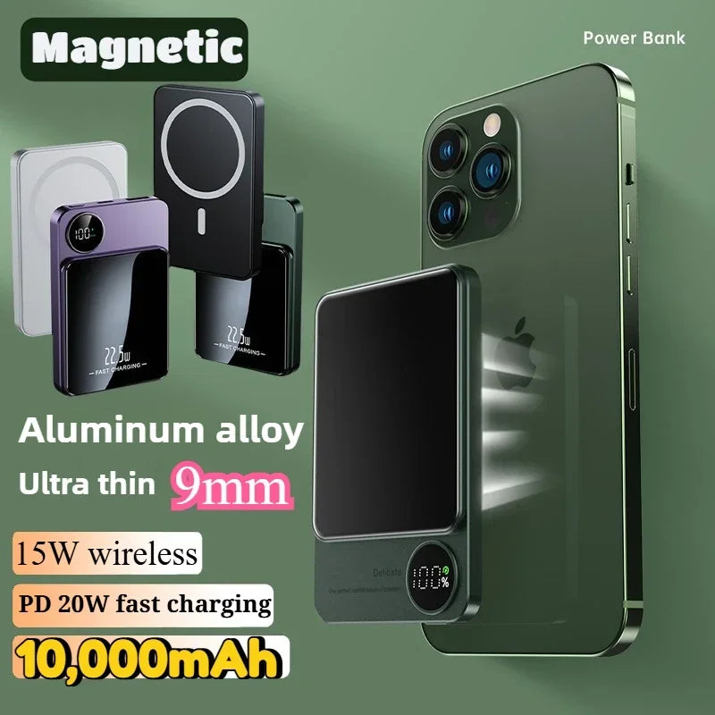 22.5W Fast Charging Wireless Magnetic Power Bank Portable External Battery 10000mAh PowerBank Adapter for IPhone Samsung Huawei - The Shop At Crown Perth