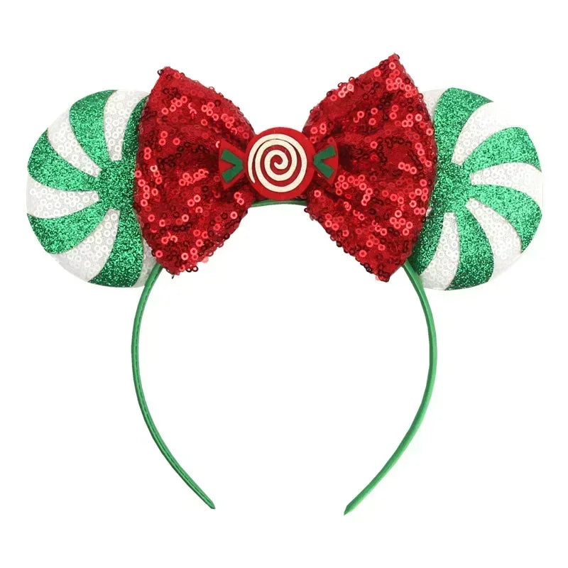 Disney Mickey Mouse Ear Hairbands Lollipop Candy Cane Bows Christmas Headband for Adults Party Kids Women Plush Hair Accessories - The Shop At Crown Perth
