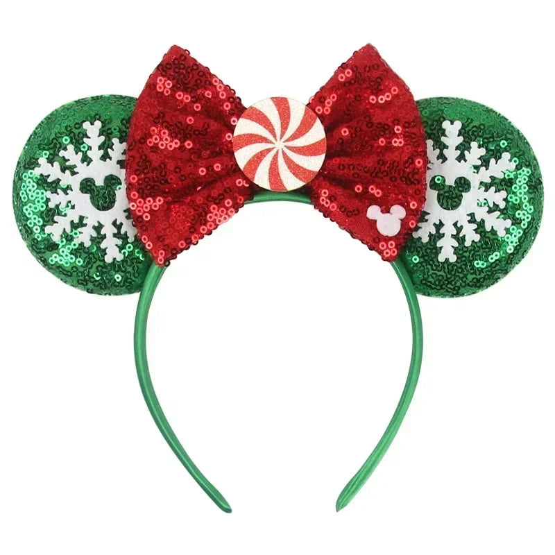 Disney Mickey Mouse Ear Hairbands Lollipop Candy Cane Bows Christmas Headband for Adults Party Kids Women Plush Hair Accessories - The Shop At Crown Perth