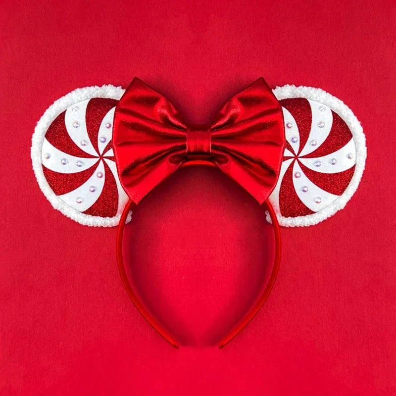 Disney Mickey Mouse Ear Hairbands Lollipop Candy Cane Bows Christmas Headband for Adults Party Kids Women Plush Hair Accessories - The Shop At Crown Perth
