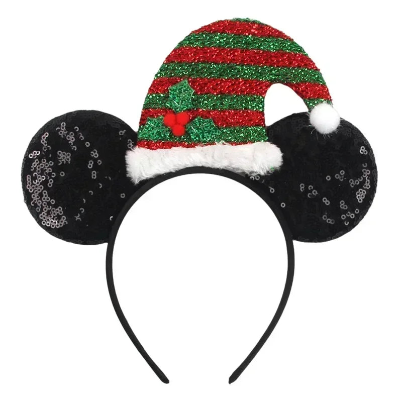 Disney Mickey Mouse Ear Hairbands Lollipop Candy Cane Bows Christmas Headband for Adults Party Kids Women Plush Hair Accessories - The Shop At Crown Perth