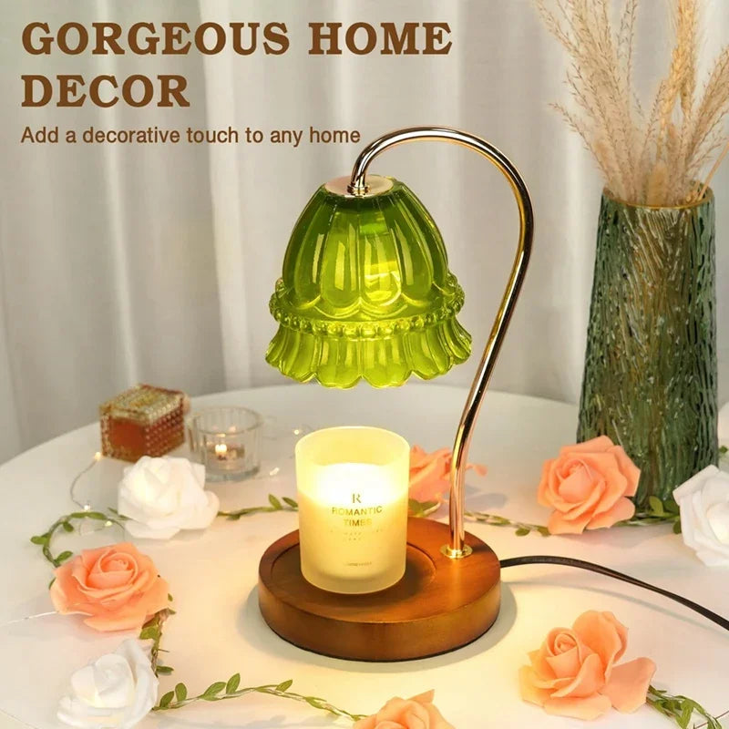 1 Piece Candle Warmer Lamp With Timer, As Shown Iron+Glass+Wood Birthday Gift For Women, Mom, Female Friend EU Plug - The Shop At Crown Perth