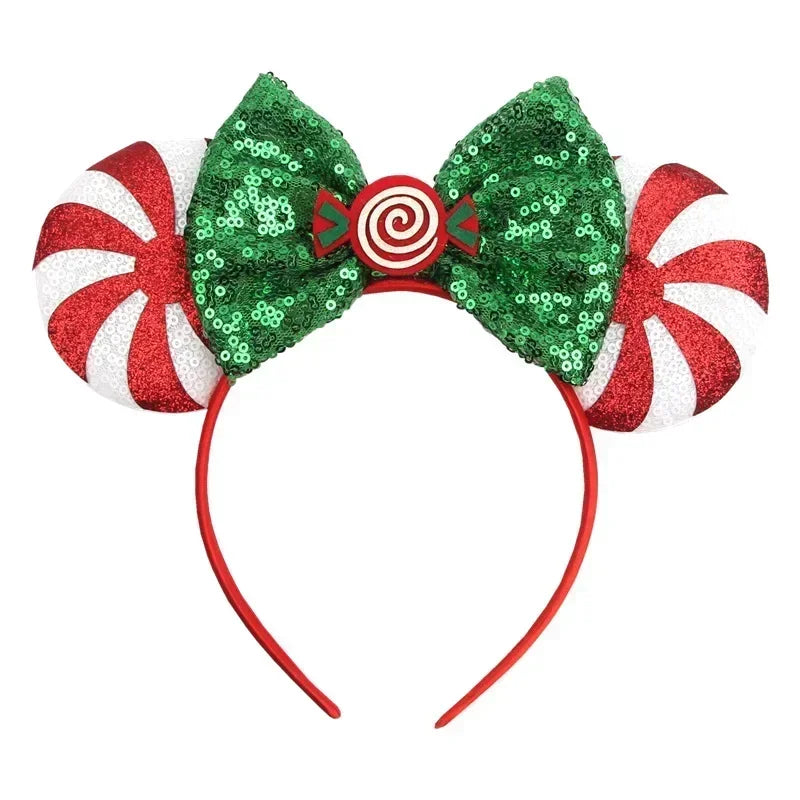 Disney Mickey Mouse Ear Hairbands Lollipop Candy Cane Bows Christmas Headband for Adults Party Kids Women Plush Hair Accessories - The Shop At Crown Perth