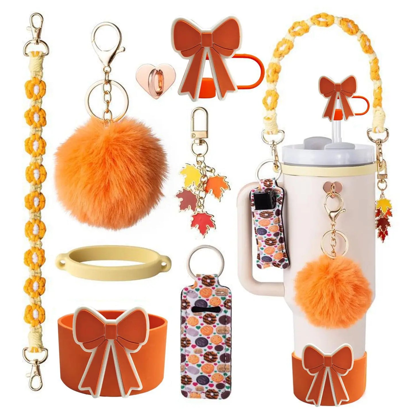 cross-border stanley accessories christmas stanley icecup diy bow decorated cup cover lipstick cover fuzzy ball - The Shop At Crown Perth