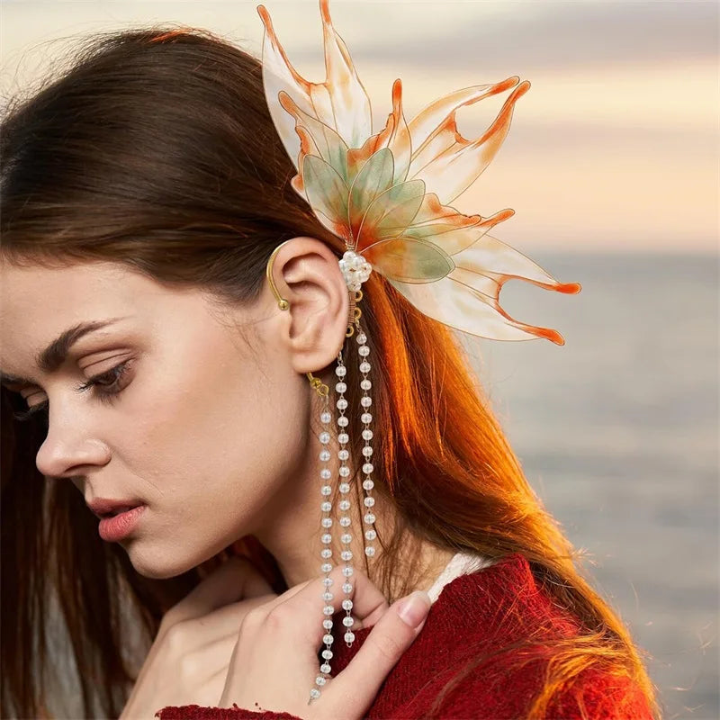 Combhasaki Women's Fairy Ear Cuffs Beautiful Clip-on Mermaid Earrings Fashion Ear Cuffs Cosplay Accessories - The Shop At Crown Perth