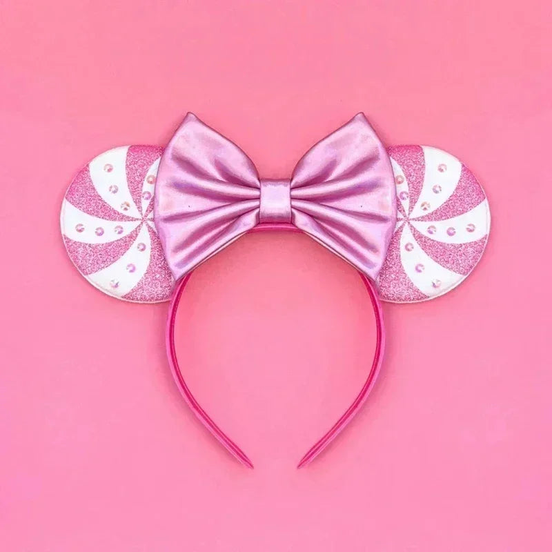 Disney Mickey Mouse Ear Hairbands Lollipop Candy Cane Bows Christmas Headband for Adults Party Kids Women Plush Hair Accessories - The Shop At Crown Perth