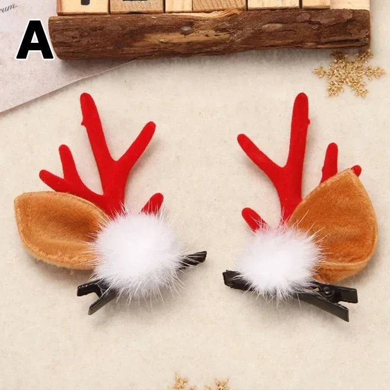 Christmas Antler Hair Clips Deer Ear Hairpins Festivals Christmas Headbands Pine Cones Hair Ball Adult Headwear Hair Accessories - The Shop At Crown Perth