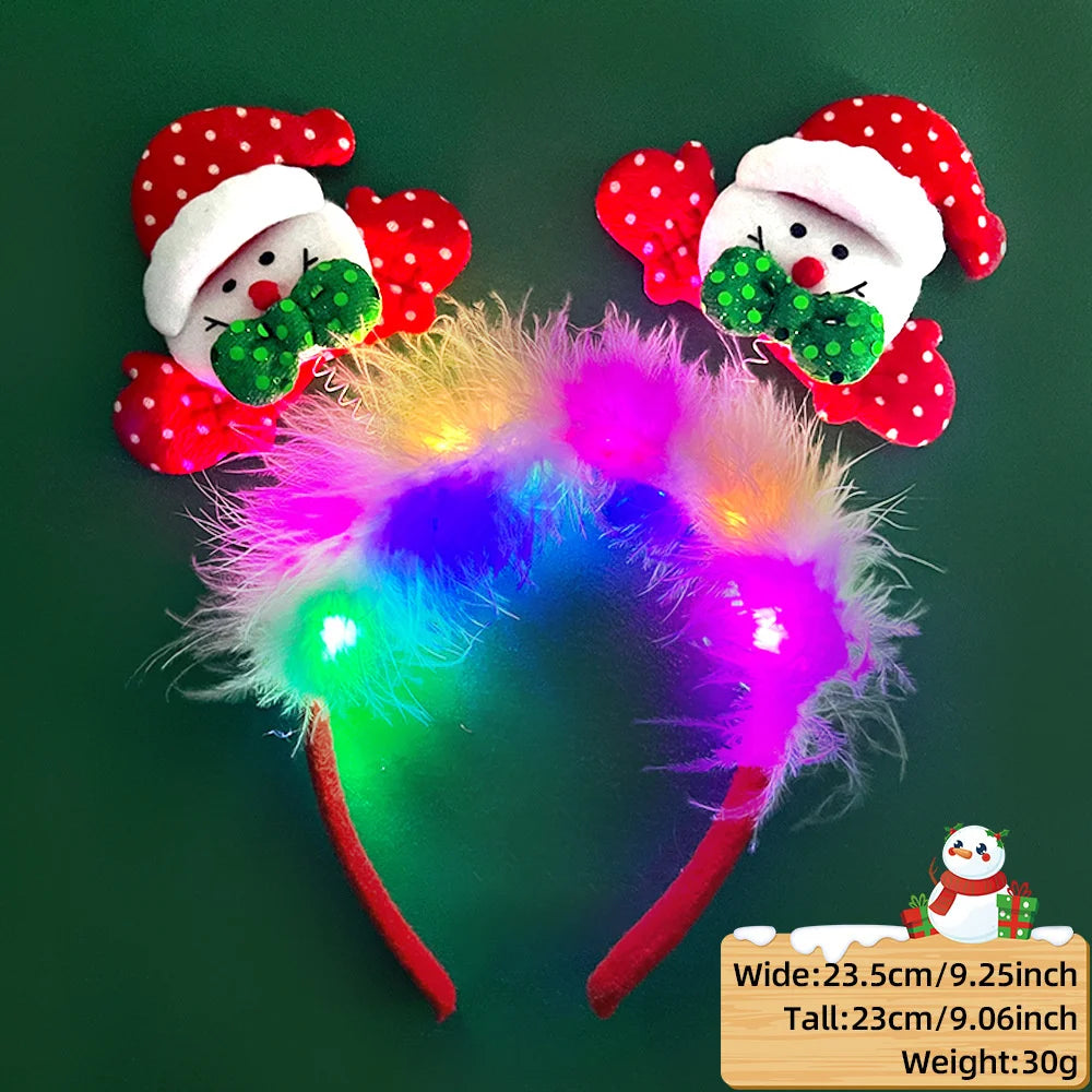 LED Christmas Feather Lighted Headband Santa Claus Elk Glow Hair Band Plush Hair Hoop Children Party Costume Xmas Decoration - The Shop At Crown Perth