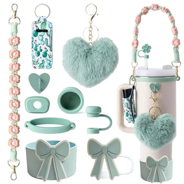 cross-border stanley accessories christmas stanley icecup diy bow decorated cup cover lipstick cover fuzzy ball - The Shop At Crown Perth