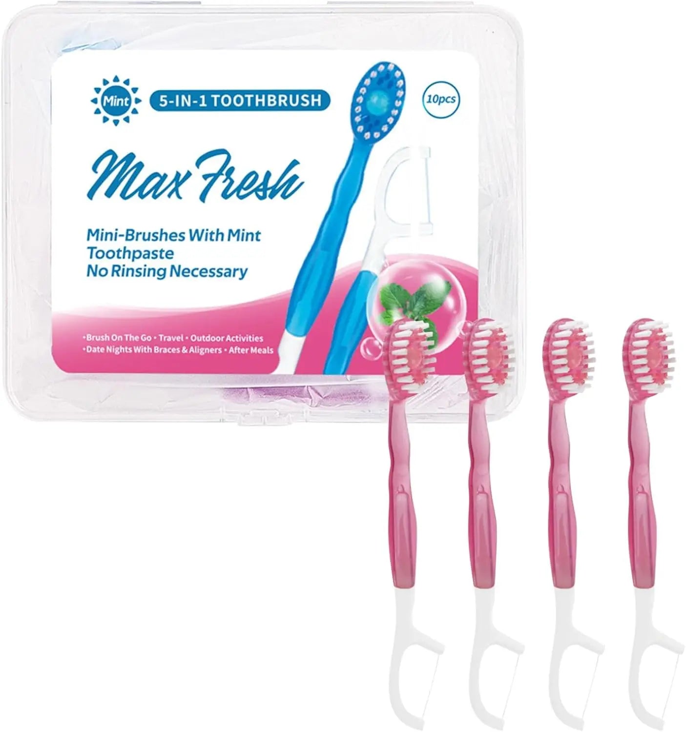 10PCS Mini 5 in 1 Toothbrush & Floss Travel Toothbrushes with Toothpaste Set with Floss+Pick Multifunctional Floss - The Shop At Crown Perth