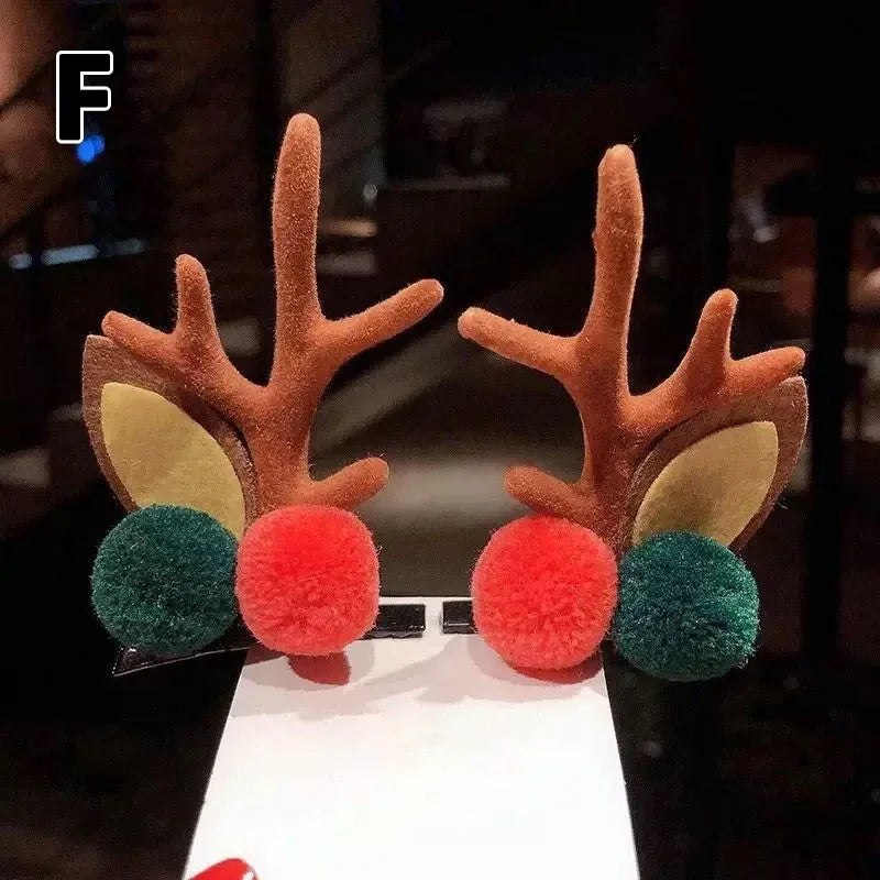 Christmas Antler Hair Clips Deer Ear Hairpins Festivals Christmas Headbands Pine Cones Hair Ball Adult Headwear Hair Accessories - The Shop At Crown Perth