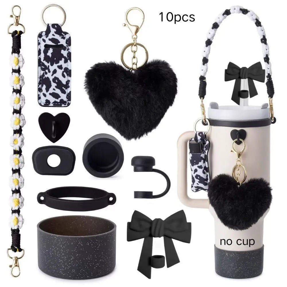 cross-border stanley accessories christmas stanley icecup diy bow decorated cup cover lipstick cover fuzzy ball - The Shop At Crown Perth