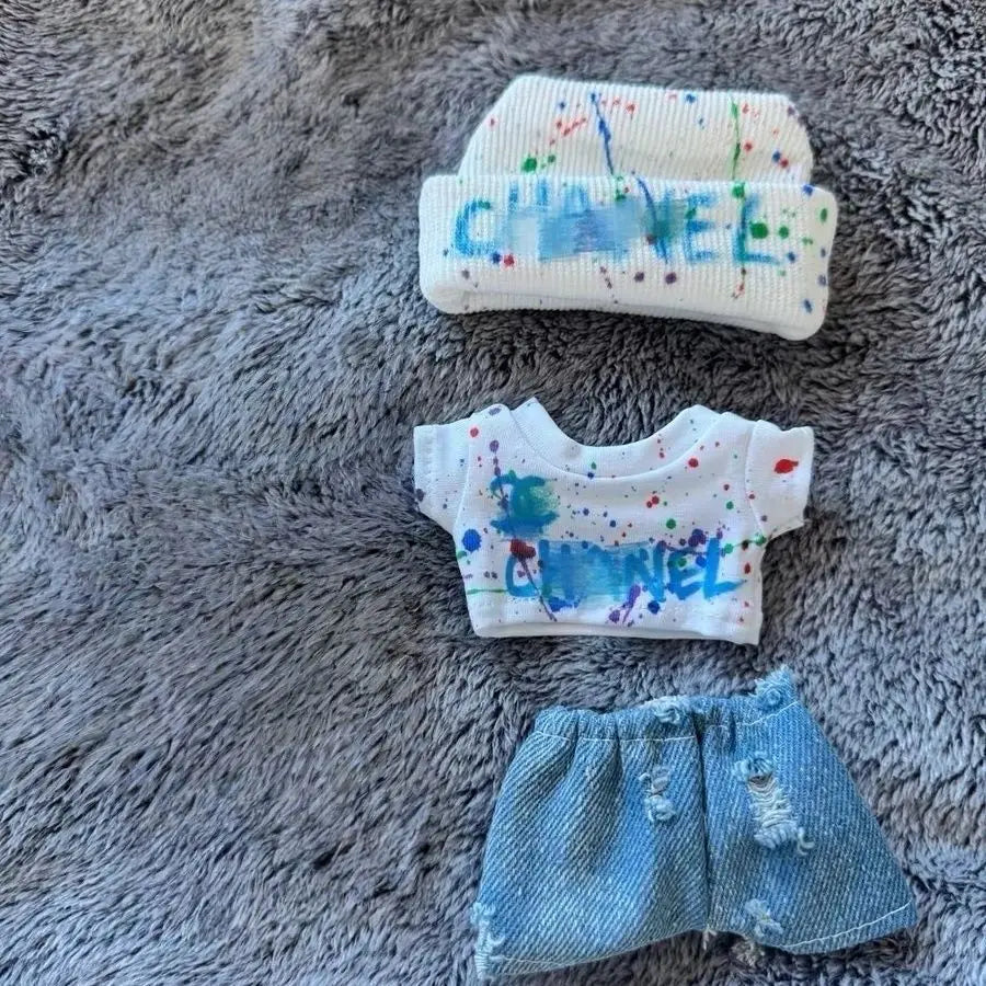 17cm V1 V2 V3 Hip-hop Jeans Splashed Print Sunglasses Crossbody Bag Set for Labubu Outfits DIY Accessories - The Shop At Crown Perth