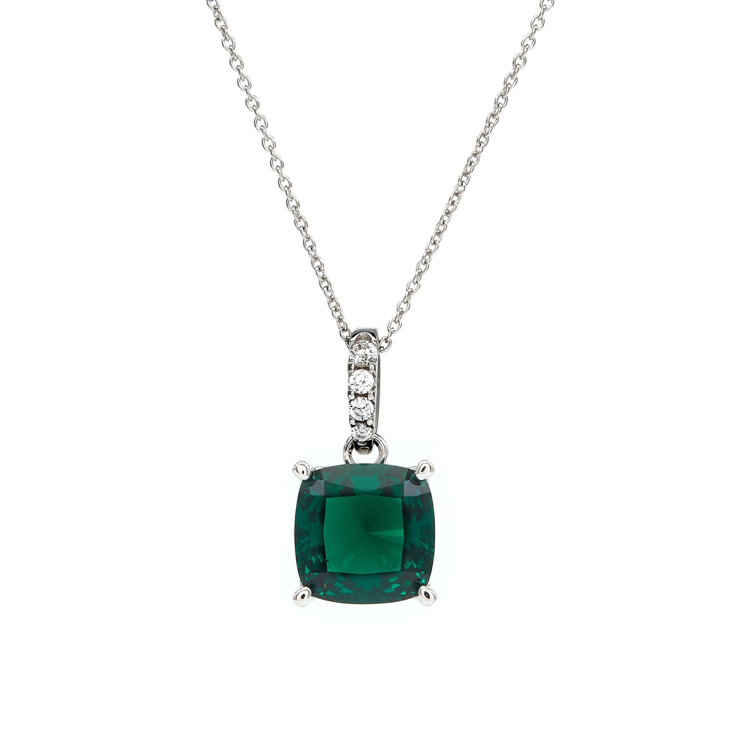 Ariella Green & Clear Cubic Zirconia Silver Pendant - The Shop At Crown Perth