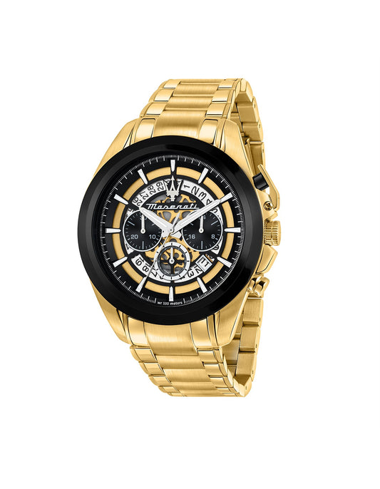 Maserati Men's Traguardo (45mm) Skeleton Chronograph Dial / Gold Stainless Steel Bracelet- R8873612058 - The Shop At Crown Perth