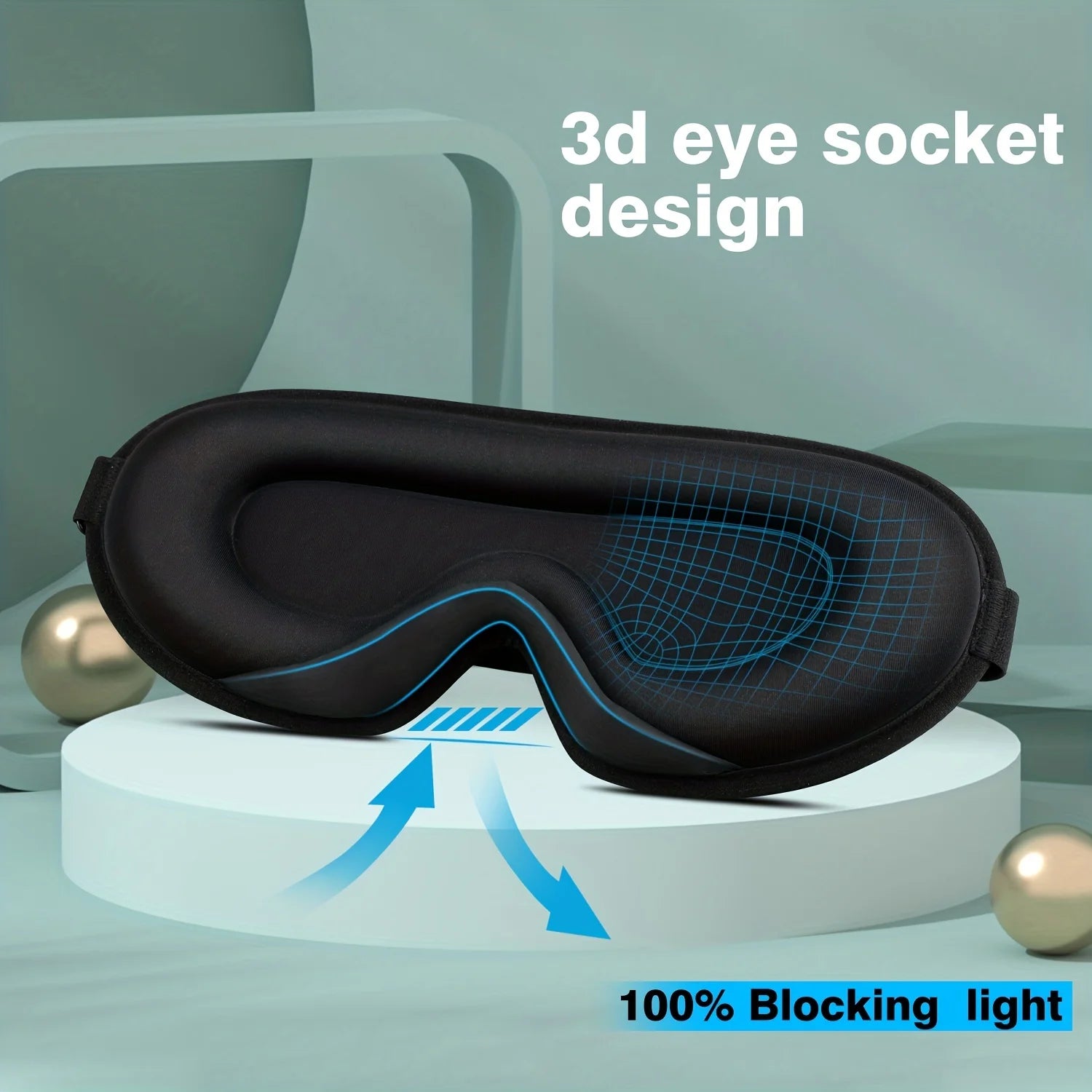 3D Sleep Mask With Noise Ear plug, Unisex Blackout, Protects Eyelashes, Adjustable Strap, Travel Plane Work Eye Mask - The Shop At Crown Perth