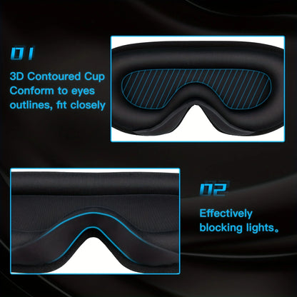 3D Sleep Mask With Noise Ear plug, Unisex Blackout, Protects Eyelashes, Adjustable Strap, Travel Plane Work Eye Mask - The Shop At Crown Perth
