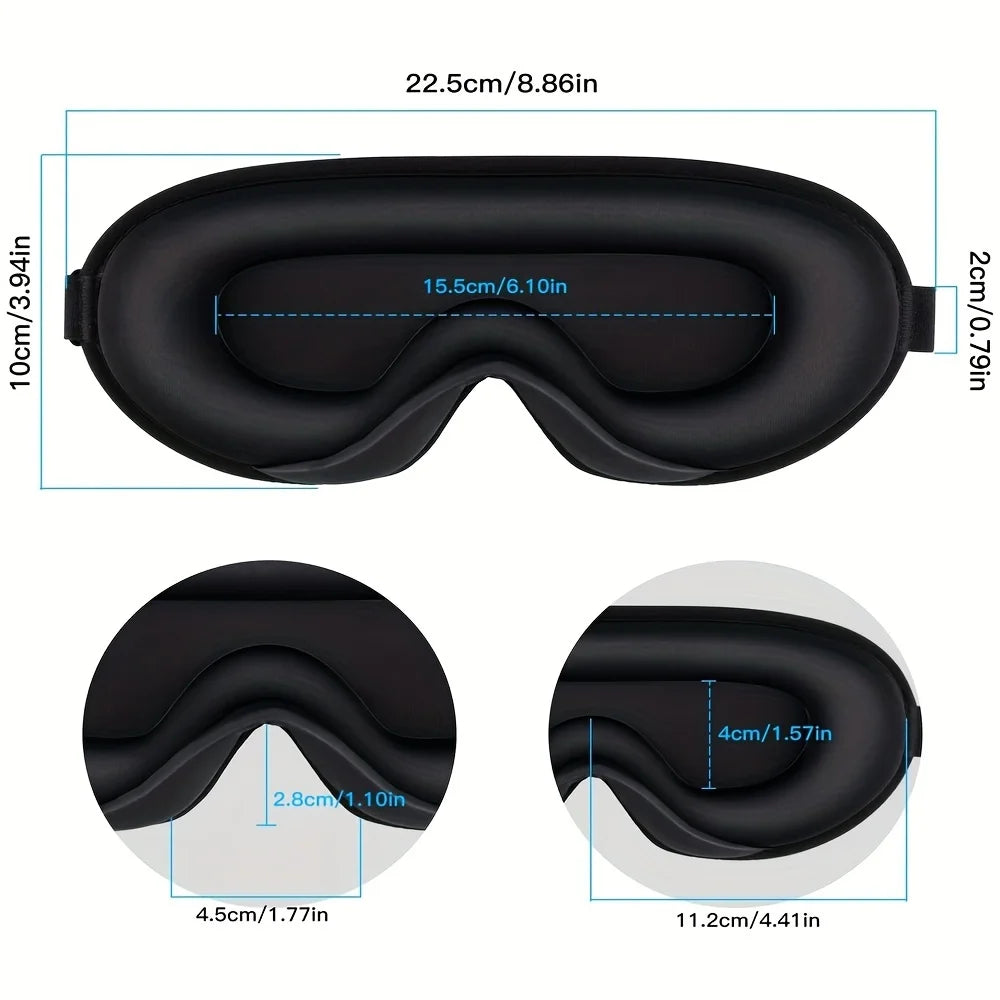 3D Sleep Mask With Noise Ear plug, Unisex Blackout, Protects Eyelashes, Adjustable Strap, Travel Plane Work Eye Mask - The Shop At Crown Perth