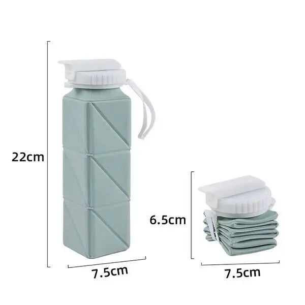 620ml Collapsible Water Bottle Cup with Straw Lid Leakproof BPA Free Silicone Foldable Water Bottle for Travel Gym Camping Sport - The Shop At Crown Perth