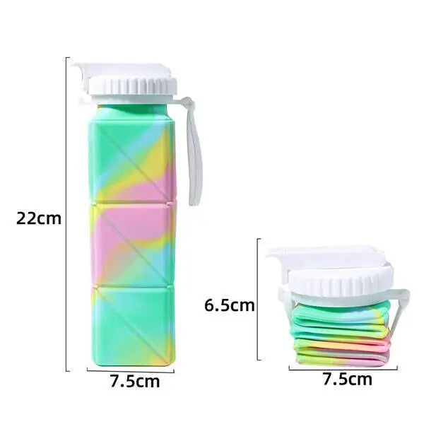620ml Collapsible Water Bottle Cup with Straw Lid Leakproof BPA Free Silicone Foldable Water Bottle for Travel Gym Camping Sport - The Shop At Crown Perth
