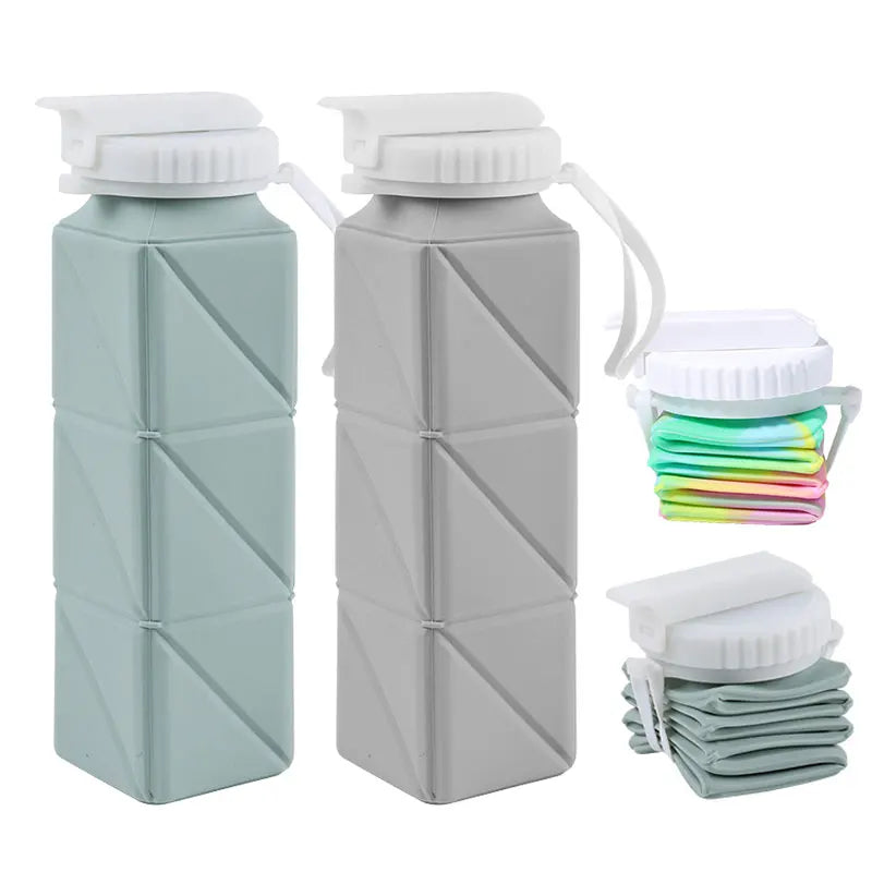 620ml Collapsible Water Bottle Cup with Straw Lid Leakproof BPA Free Silicone Foldable Water Bottle for Travel Gym Camping Sport - The Shop At Crown Perth