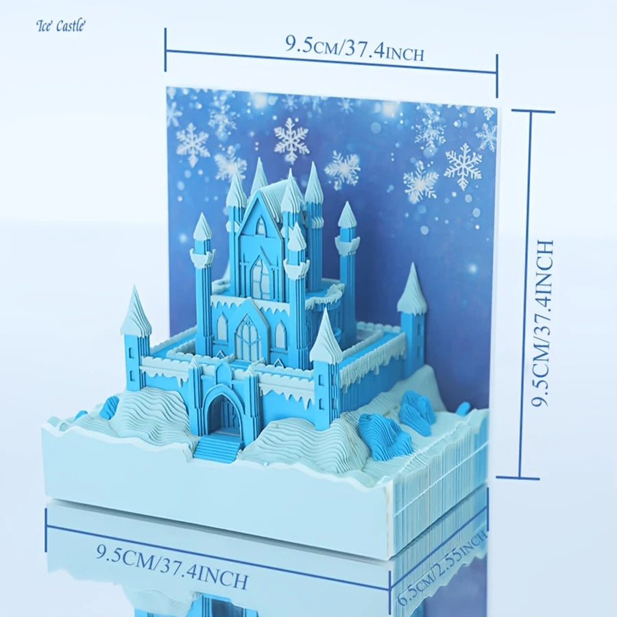 2025 Snow Castle 3D Desk Calendar Pop-Up Castle Monthly Planner Yearly Organizer Sticky Notes to do list Office/Home Desk Decor - The Shop At Crown Perth