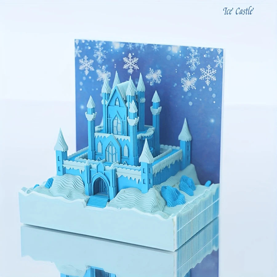 2025 Snow Castle 3D Desk Calendar Pop-Up Castle Monthly Planner Yearly Organizer Sticky Notes to do list Office/Home Desk Decor - The Shop At Crown Perth