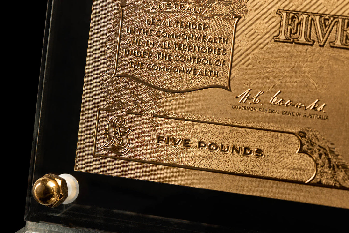 24 Carat Gold 5 POUND Imperial Currency Banknote