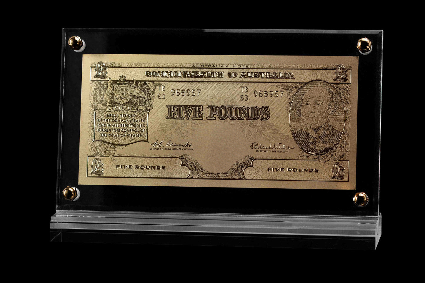 24 Carat Gold 5 POUND Imperial Currency Banknote