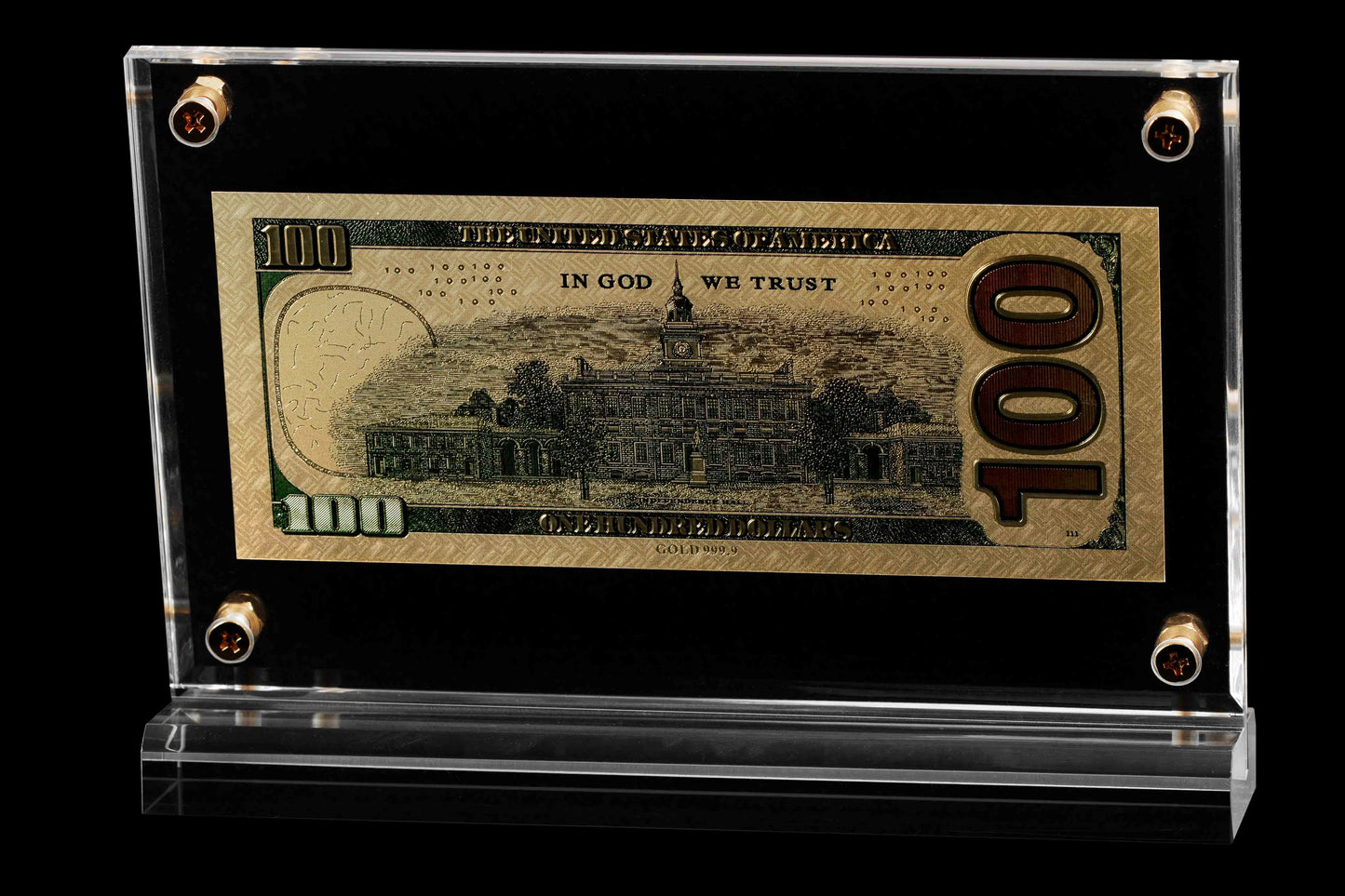 24 Carat Gold USD $100 Coloured Banknote