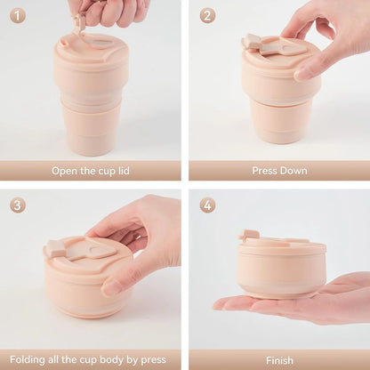 Collapsible Silicone Travel Cup with Lid - Portable and Reusable Drinking Cup for Camping, Hiking, and Outdoor Activities - The Shop At Crown Perth