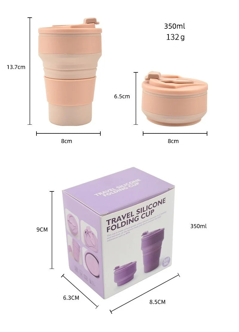 Collapsible Silicone Travel Cup with Lid - Portable and Reusable Drinking Cup for Camping, Hiking, and Outdoor Activities - The Shop At Crown Perth