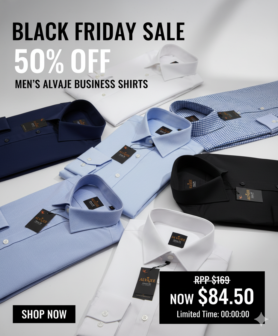 Alvajee Men’s Business Shirts- Black Friday 50% Off - The Shop At Crown Perth