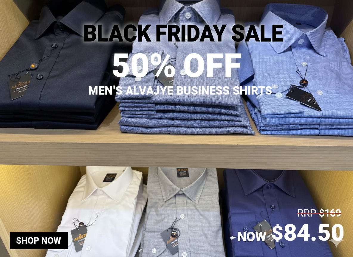 Alvajee Men’s Business Shirts- Black Friday 50% Off - The Shop At Crown Perth