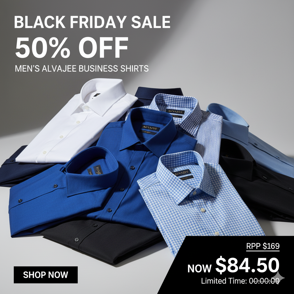 Alvajee Men’s Business Shirts- Black Friday 50% Off - The Shop At Crown Perth