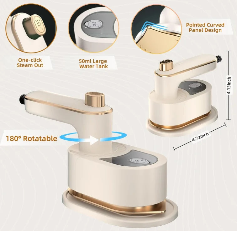 Portable Mini Dry Iron with Continuous Steam Output Stainless Steel Soleplate for Home & Travel Clothes Folding - The Shop At Crown Perth