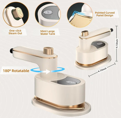 Portable Mini Dry Iron with Continuous Steam Output Stainless Steel Soleplate for Home & Travel Clothes Folding - The Shop At Crown Perth