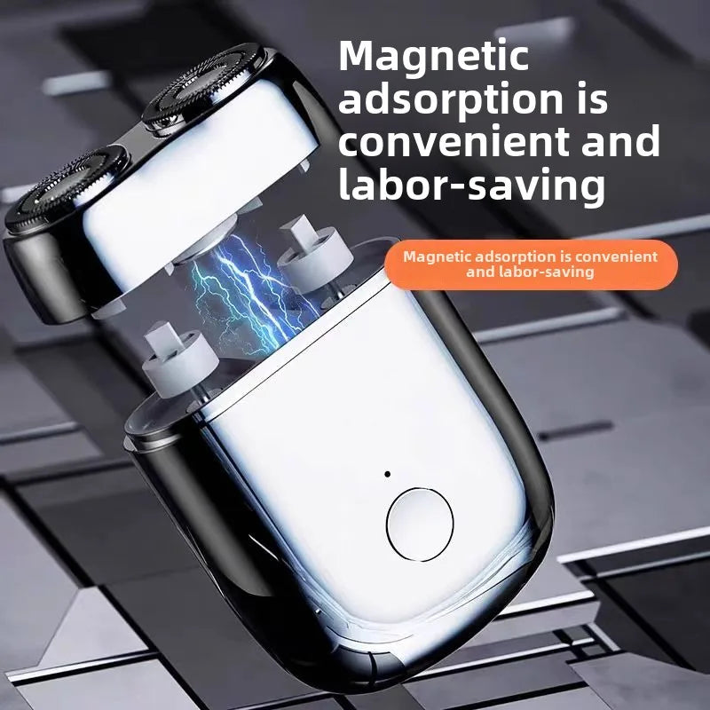 Magnetic Double Blade Shaver Fully Automatic Electric Shaver For Men Portable Waterproof Shaver Rechargeable Mini Rotary Shaver - The Shop At Crown Perth