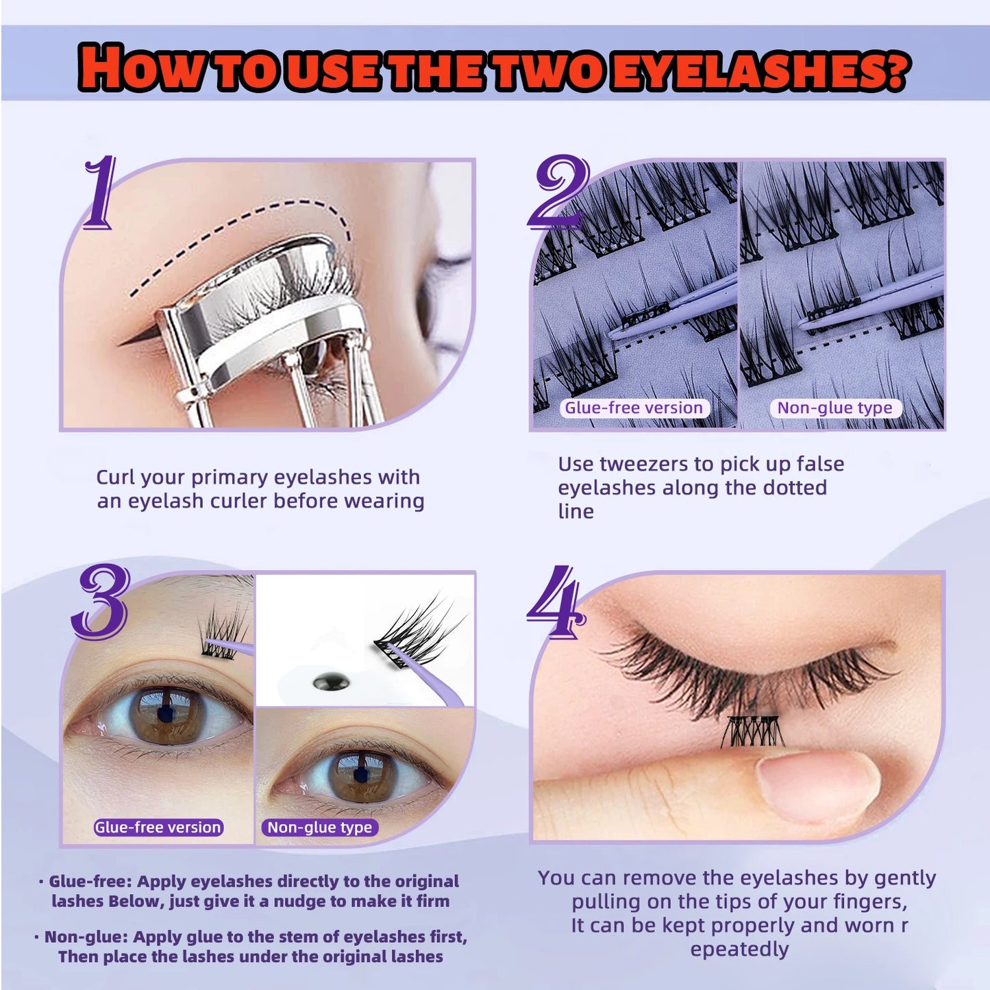 120 bunches of glue-free tufted false eyelashes, reusable, glue free, waterproof and sweat proof, easy to wear and suitable for - The Shop At Crown Perth