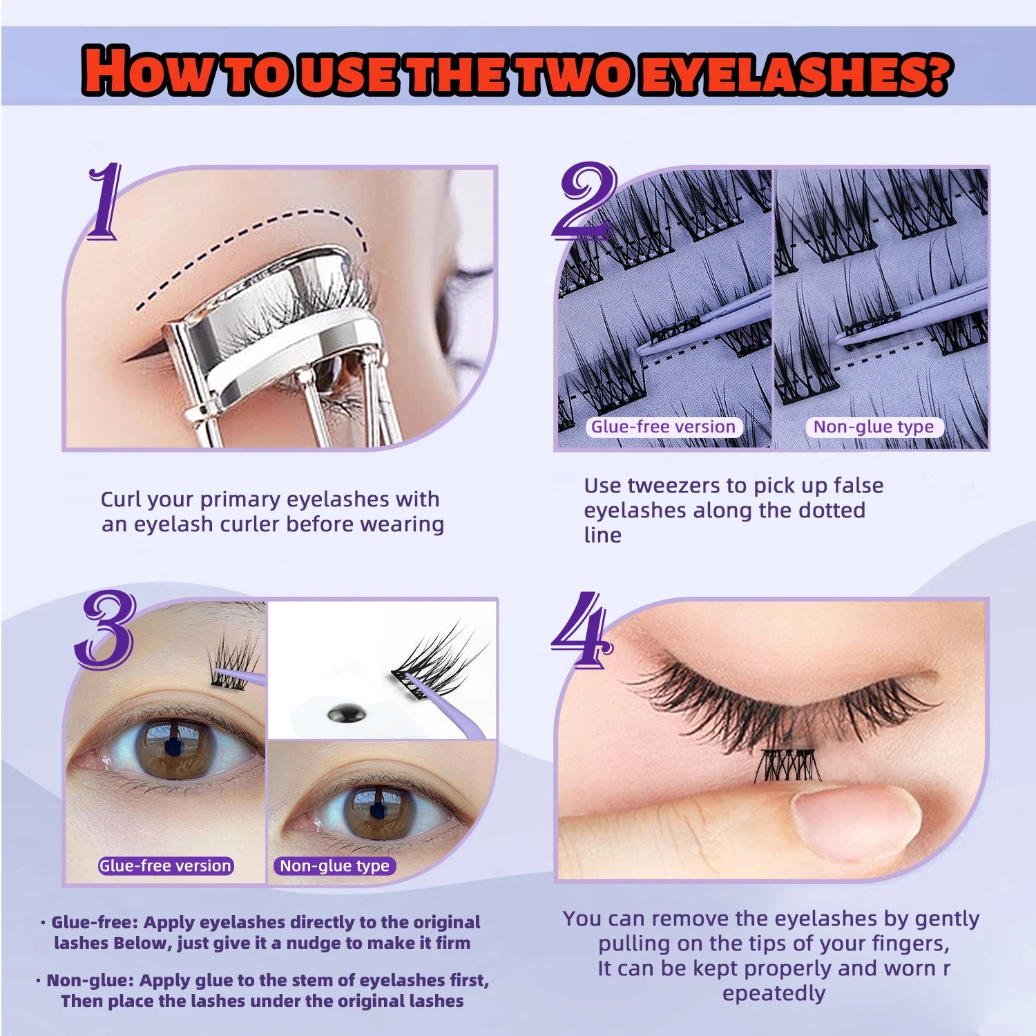 120 bunches of glue-free tufted false eyelashes, reusable, glue free, waterproof and sweat proof, easy to wear and suitable for - The Shop At Crown Perth